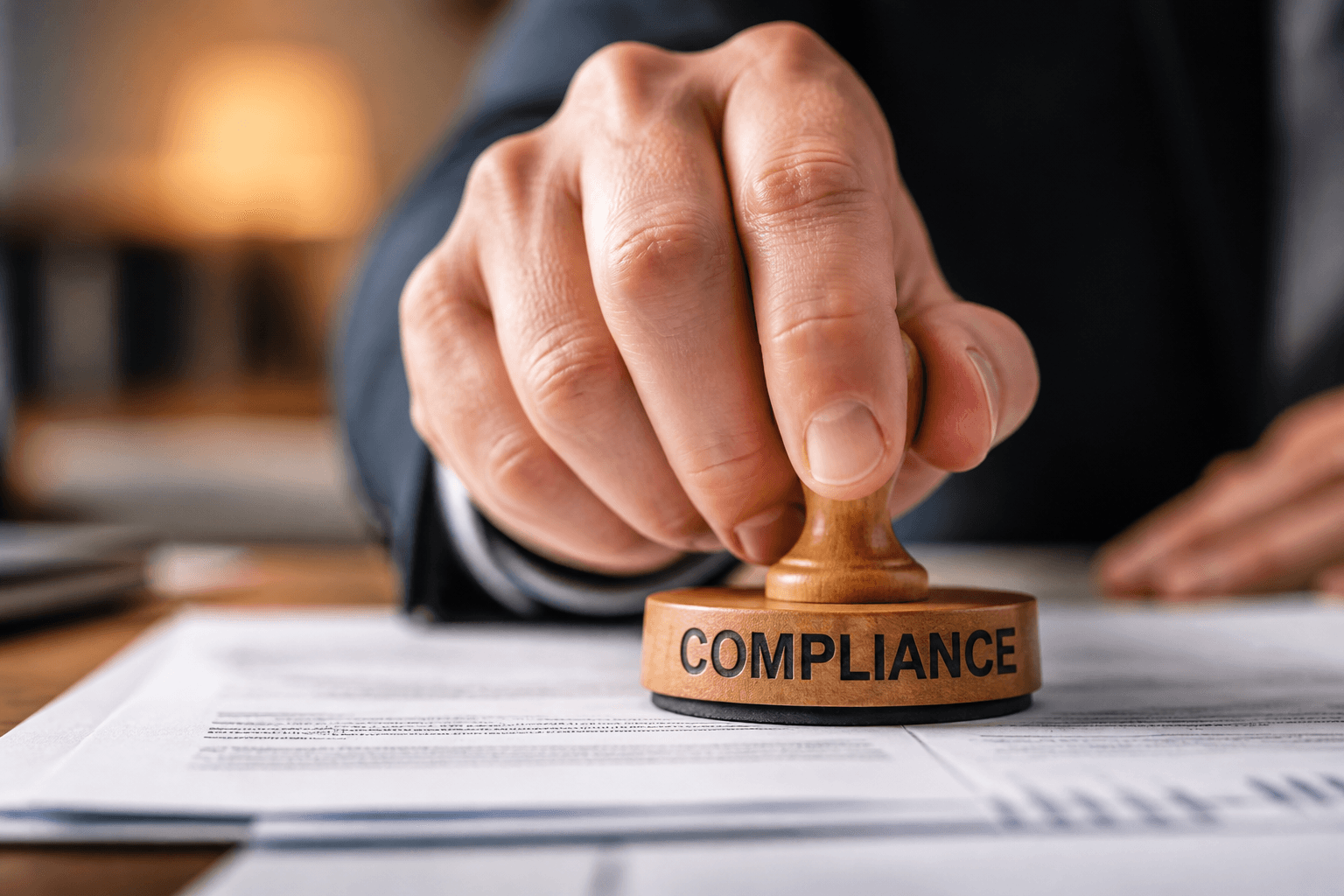 Hand stamping a compliance document